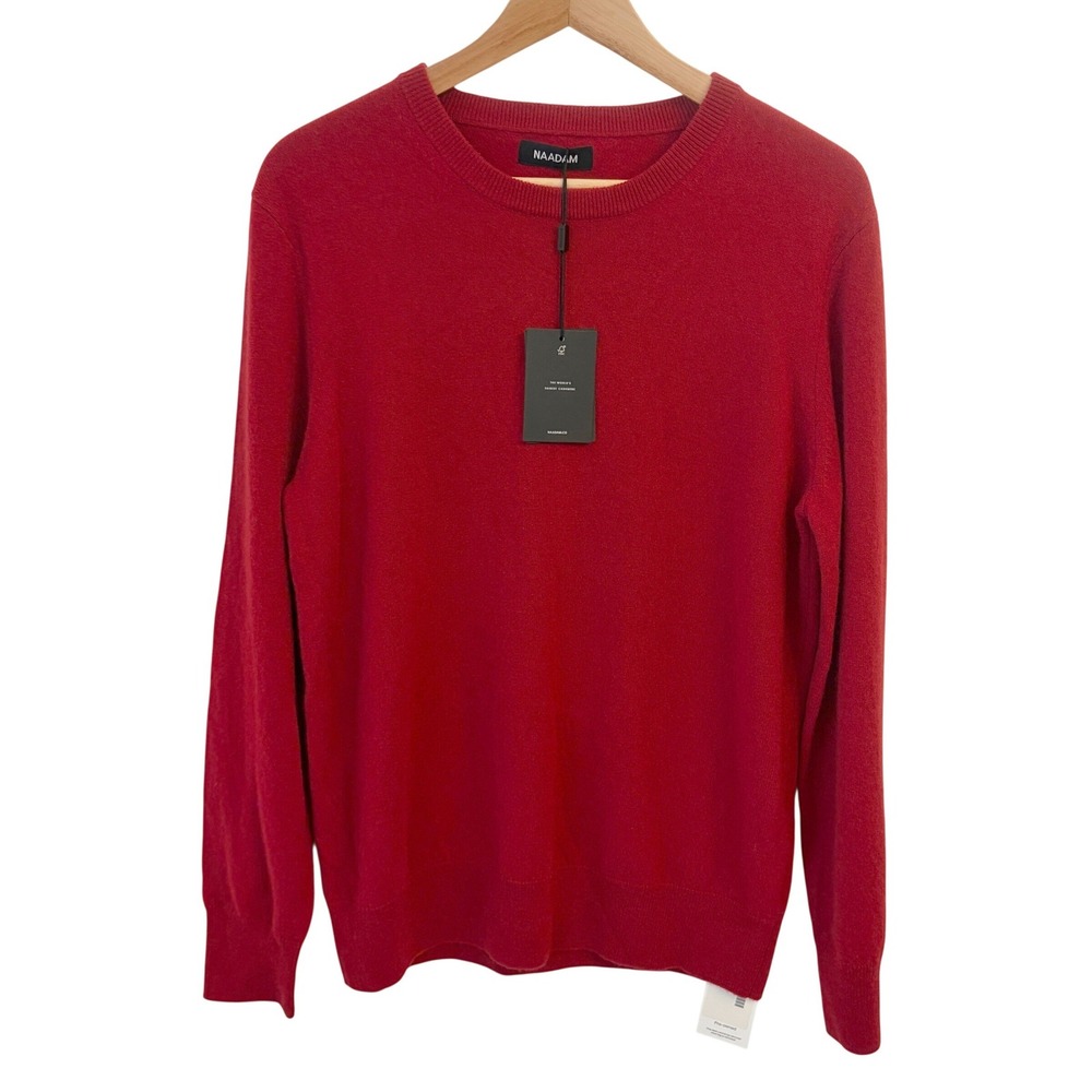 Naadam The Essential Sweater Mens M 100% Cashmere Crewneck Pullover Red NWT - Picture 2 of 10